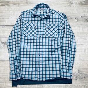 Xvertx Shirt Mens M Plaid Long Sleeve Button Front Chest Pockets Blue Gray